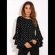 thumbnail image 5 of Blusa de con Mangas Acampanadas y Lunares para Mujer, Talla Grande, con Mangas Plegadas Negro L, 5 of 7
