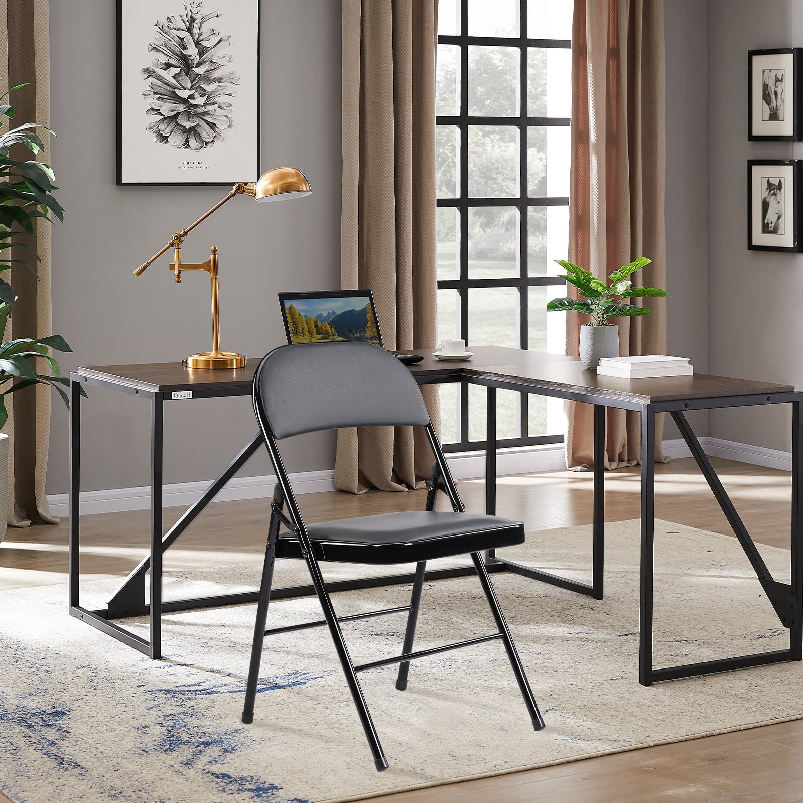 MCQ Portable Folding Chairs Set of 4, Cushioned Seat with Heavy