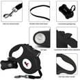 thumbnail image 2 of Retractable Dog Leash with Light 15 Poop Bags, Dispenser 16ft Extendable Dog Walking Leash for Small Dogs up to 55 lbs, Non-Slip Handle - Black, 2 of 6