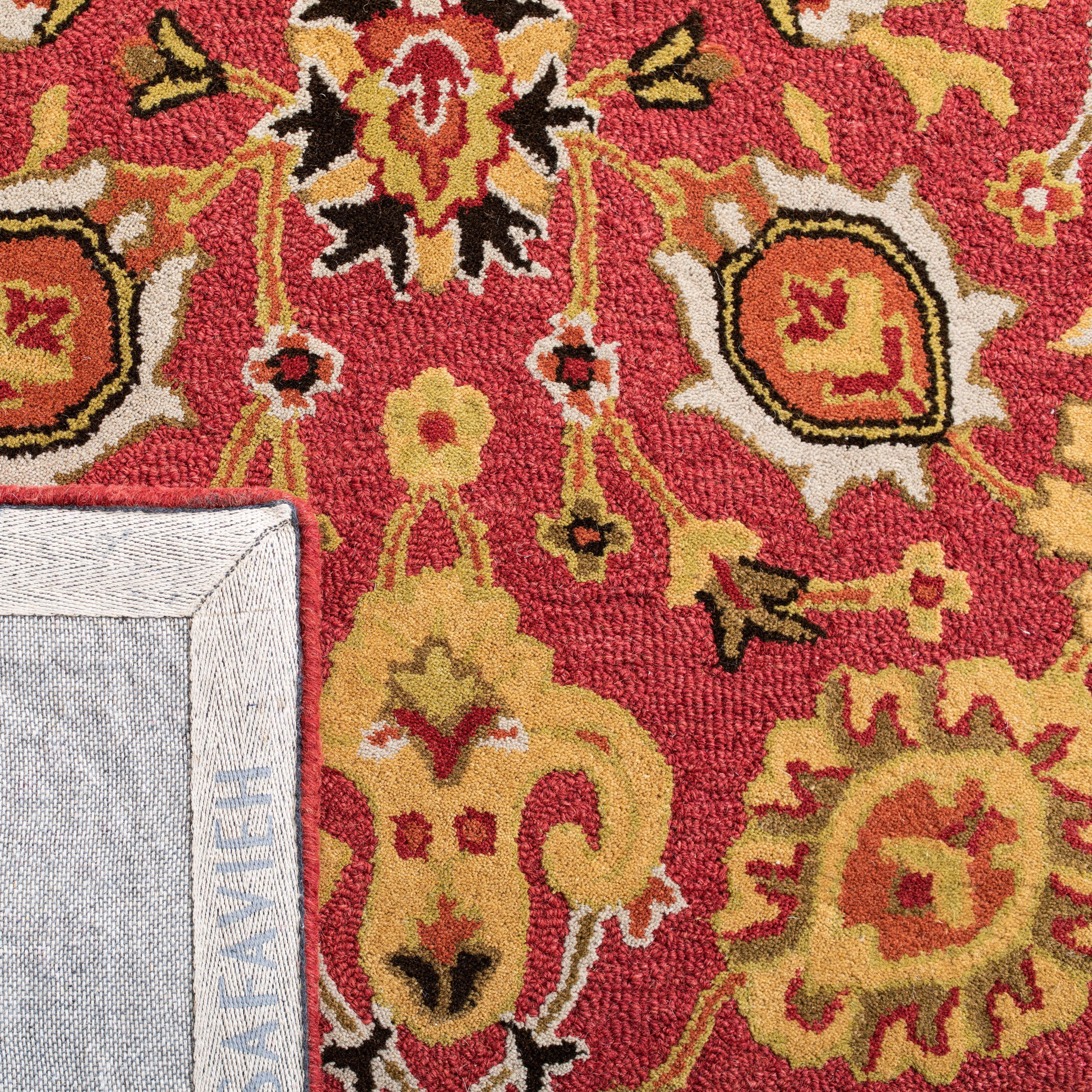 Safavieh Heritage Clarisse Floral Wool Area Rug, Red/Gold, 6' x 6' Round