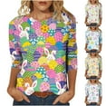 thumbnail image 6 of YanHoo 3/4 Sleeve Easter Shirts for Women Happy Easter Day Women Shirt 3/4 Sleeve Funny Bunny Graphic Tee Tops Casual Loose Tunic Novelty Easter Shirts Crewneck, 6 of 6