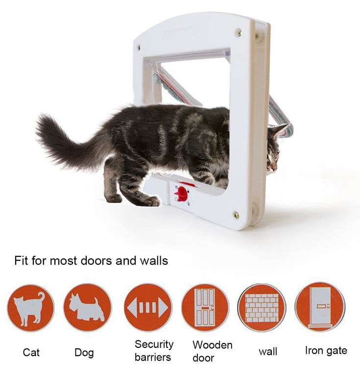 Dog Cat Mate 4 Way Locking Large Cat Small Dog Flap White
