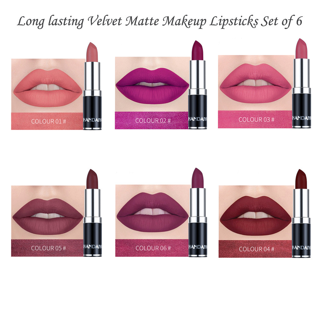 Long lasting Velvet Matte Makeup Lipsticks Set of 6 Premium Colors Net