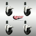 thumbnail image 2 of 4 Inch 316SS Soft Rubber Swivel 1-5/8 Inch Expanding Stem Caster Set Lock Brake, 2 of 2