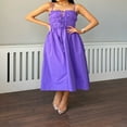 thumbnail image 2 of Robe d'Été pour Femmes Cravate de Couleur Unie devant Robe Midi Froncée, 2 of 9
