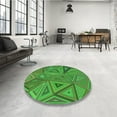 thumbnail image 4 of Ahgly Company Machine Washable Indoor Square Transitional Neon Green Area Rugs, 5' Square, 4 of 7