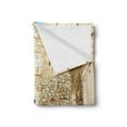 thumbnail image 2 of Vintage Soft Flannel Fleece Blanket, Confined Cobble Street Sandstone Houses and Shutter Windows Travel Tourist Place Image, Cozy Plush for Indoor and Outdoor Use, 60" x 80", Cream, by Ambesonne, 2 of 5