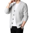thumbnail image 2 of ZAXARRA Men Cardigan Solid Color V-Neck Long-Sleeves Button-Open Knitted Coat, 2 of 3