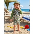 thumbnail image 4 of BemeyourBBs Toddler Baby Boy Hunting Duck Swimsuit with Sun Hat 3 Pieces Outfit Infant Boy Bathing Suit Long Sleeve Rash Guard Camouflage Print Zipper Swimming Tops Swim Trunks Shorts Set Swimwear, 4 of 9