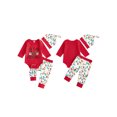 thumbnail image 2 of Loicainy Newborn Infant Baby Boy Christmas Clothes Set 3 6 12 18 Months Letter Embroidery Long Sleeve Romper Lights String Pattern Long Pants and Hat 3Pcs Outfit, 2 of 9