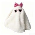 thumbnail image 6 of Halloween Ghost Plush Throw Pillow, Ghost Plushie Fluffy Stuffed Figure with Pink Bow, 7.87 Inch Halloween Spooky Toys for Halloween Home Party Display, 6 of 7