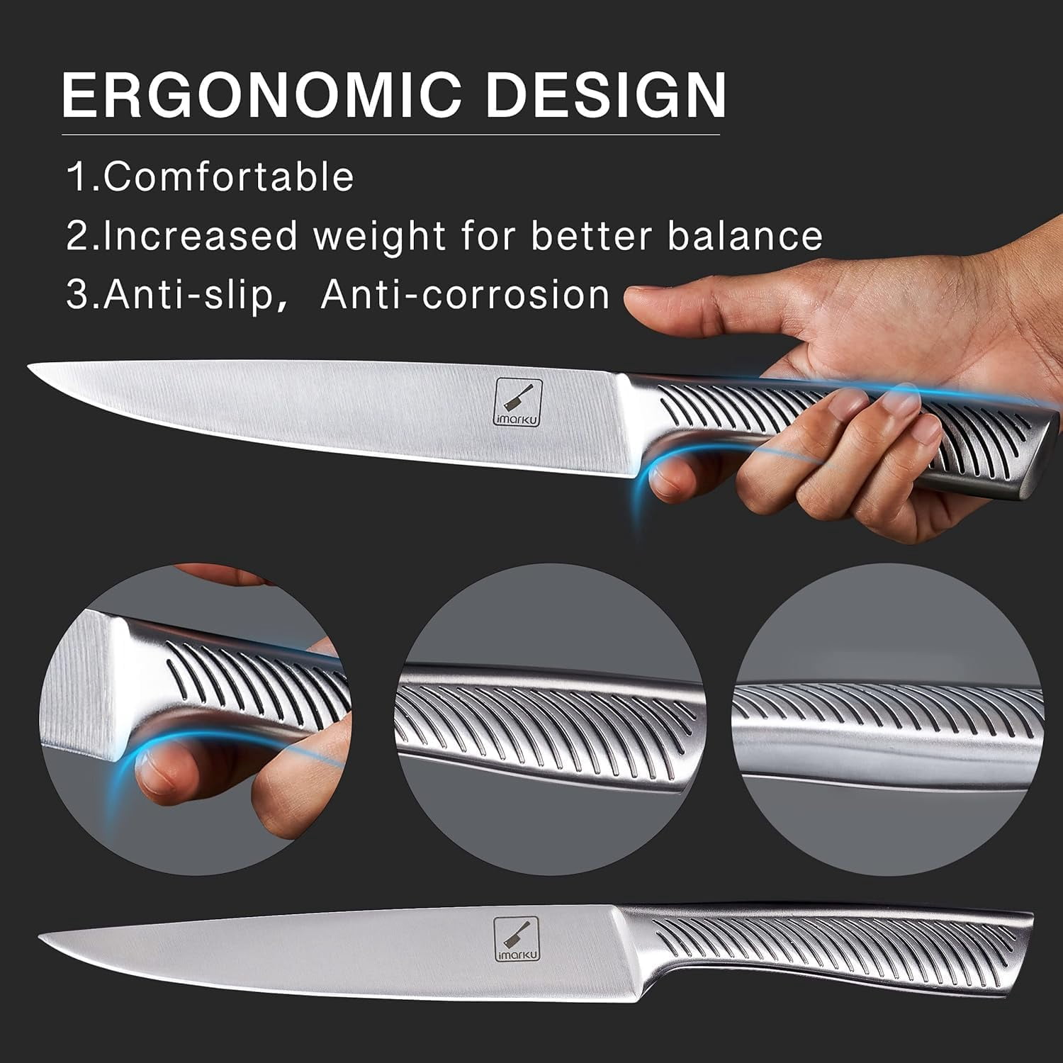 imarku Knife Set - Knife Sets for Kitchen with Block, 14PCS High Carbon Stainless Steel Kitchen Knife Set, Dishwasher Safe Knife Block Set with Ergonomic Handle,Fathers Day Gifts