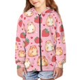 thumbnail image 3 of chaqlin Guinea Pig Hoodies for Teen Girls Trendy Y2K Zip Up Hoodie Strawberry Long Sleeve Hooded Sweatshirts Kids School Jacket with Pocket Fall Winter Clothes, 3 of 7