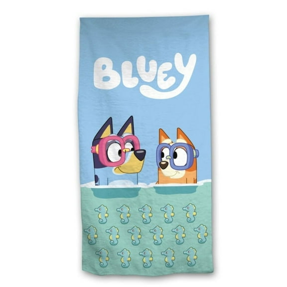 Bluey and Bingo Swimming At The Beach Microfiber Beach Towel
