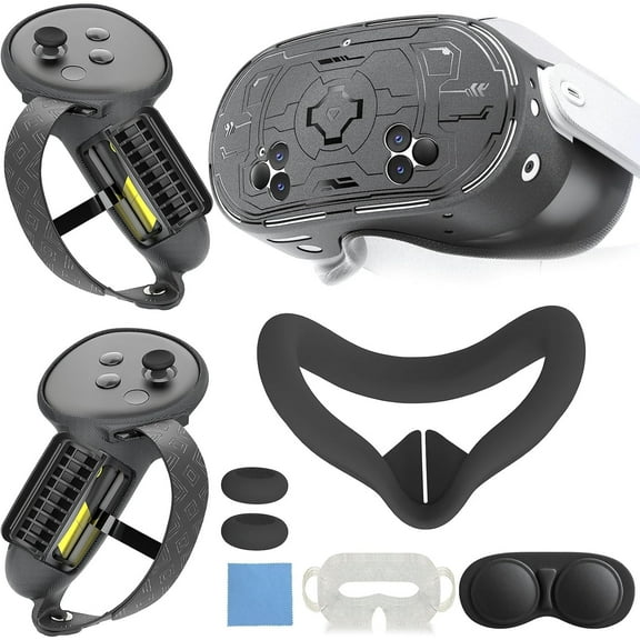 Silicone Cover Set Accessories for Meta/Oculus Quest 3s Includes VR Silicone mask, Lens Protector, TPU Hardshell Cover, Battery Opening Controller Grip Cover, Disposable Eyecup