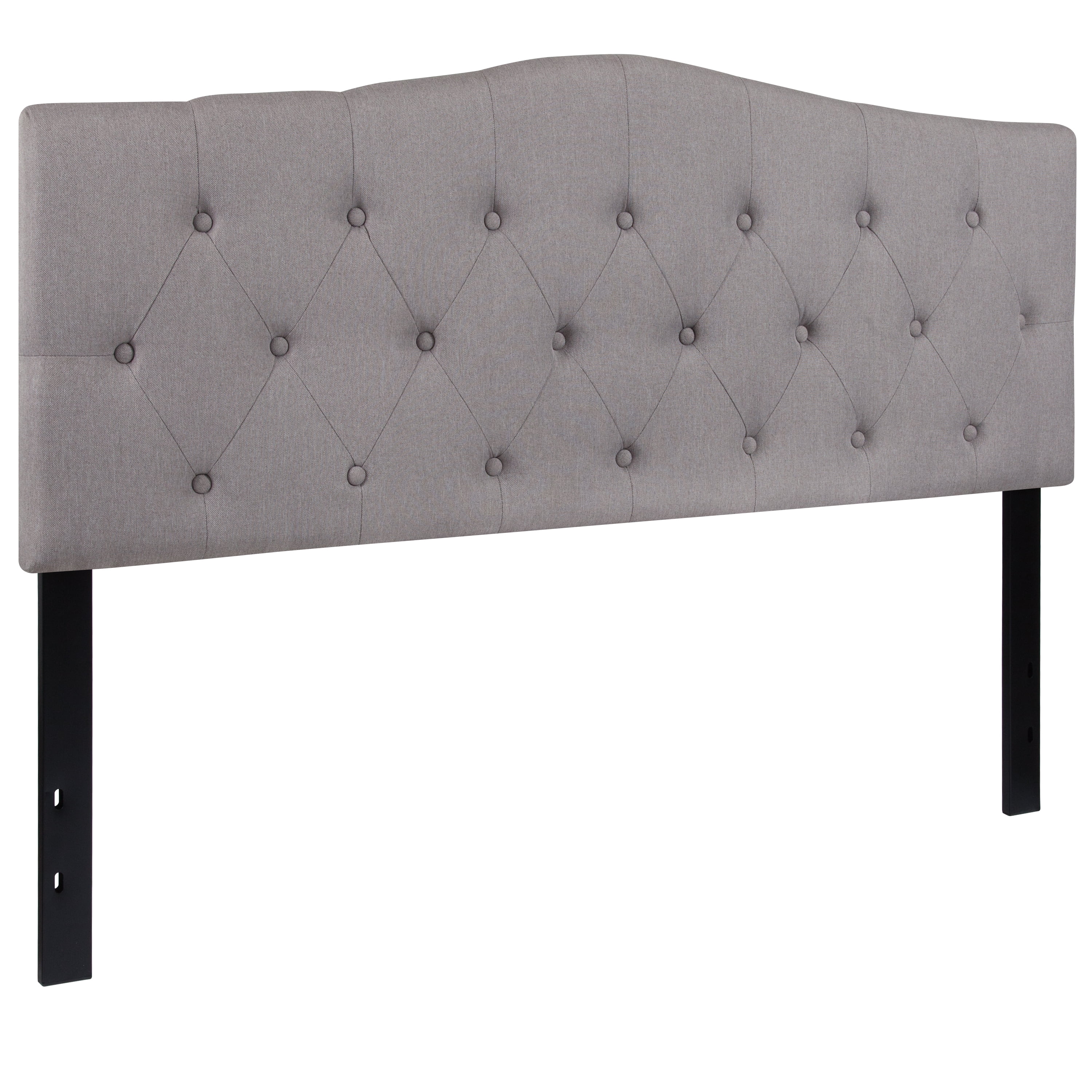 BizChair Arched Button Tufted Upholstered Queen Size Headboard in Light Gray Fabric