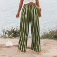 thumbnail image 5 of Women's cotton and linen casual straight wide-leg loose drawstring elastic waist trousers, 5 of 9