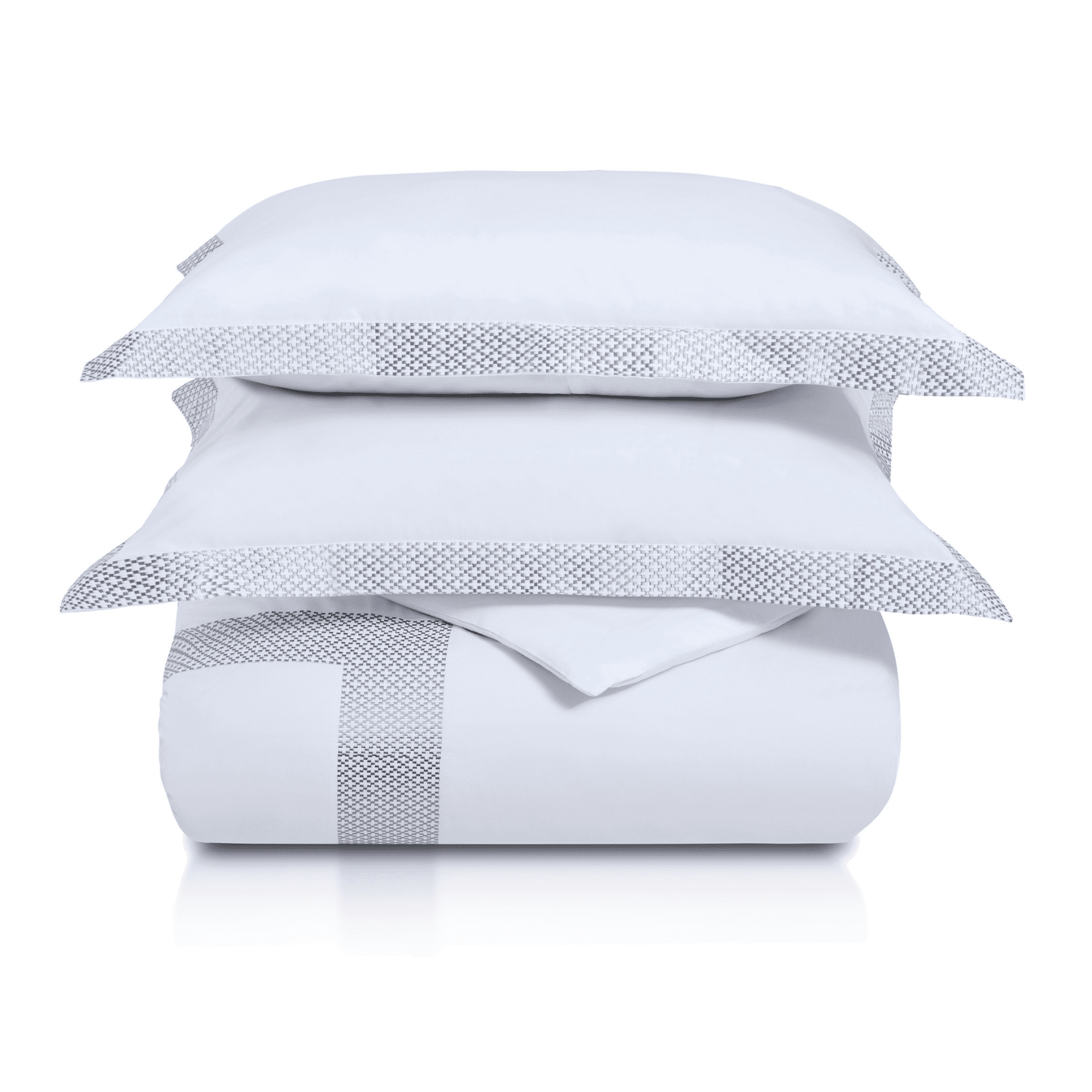 Superior Cotton Embroidered Duvet Cover Set, King/ Cal King, White