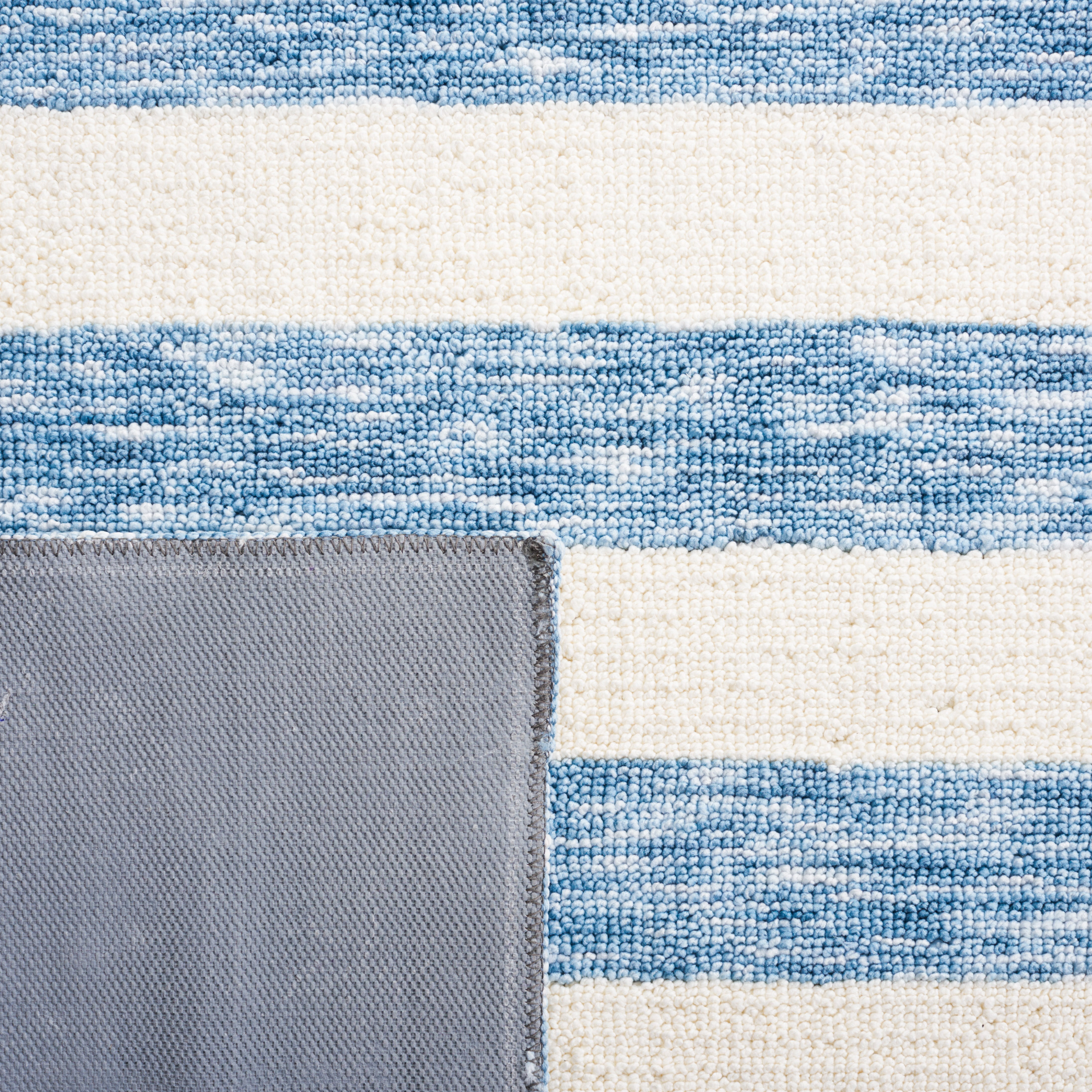 Safavieh Easy Care Fergal Striped Polyester Machine Washable Area Rug, Light Blue/Ivory, 4' x 6'