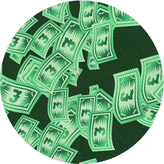 Ahgly Company Tapis d'Intérieur Lavables en Machine, Ronds, Transitionnels, Vert Émeraude Profond, Ronds de 7 Pi