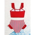 thumbnail image 7 of Toddler Girl's Red & White Striped Ruffle Two-Piece Swimsuit, 7 of 7