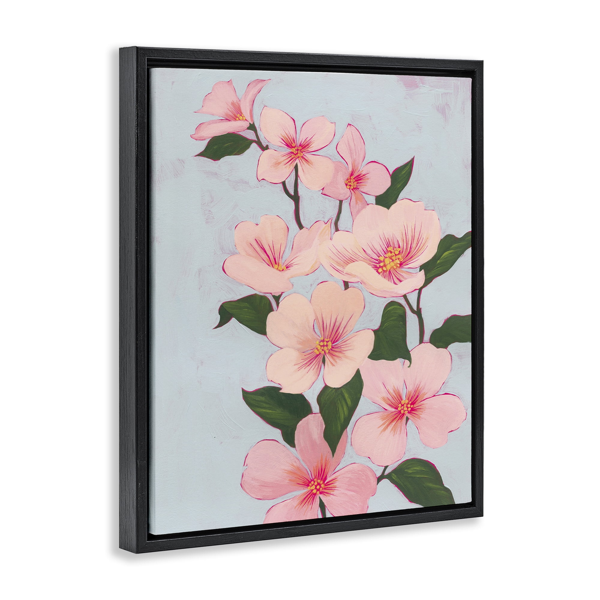Stupell Industries Cherry Blossoms Vine Botanical & Floral Painting Black Floater Framed Art Print Wall Art, 25 x 31