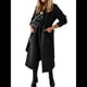 thumbnail image 3 of Chaqueta Clásica de Mujer con Solapa, Larga, Abertura Frontal y Cinturón, Abrigo Extra de Lana Negro XXL, 3 of 6