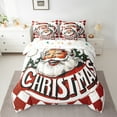 thumbnail image 2 of Manfei Cartoon Santa Claue Bedding Comforter Set 7pcs for Child, Happy New Year Queen Bedding Sets, Red Stripes Geometric Reversible Queen Sheet Sets, Microfiber Bedroom Decor, 2 of 7