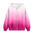 thumbnail image 3 of TQWQT Girls Zip Up Hoodie Gradient Print Long Sleeve Pullover Jacket Kids Oversized Sweatshirt Colorful Tie Dye Outerwear Fall Winter Casual Coat Youth Fashion Streetwear Hot Pink 5-6 Years, 3 of 6