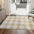 thumbnail image 3 of SUNDEREY 3'x5' Easy Jute Area Rugs for Entryway, Washable Non-Slip Modern Rugs for Living Room, Farmhouse Diamond Checkered Rug, Moroccan Soft Low Pile Carpet for Bedroom Office Dining Room, Beige, 3 of 10