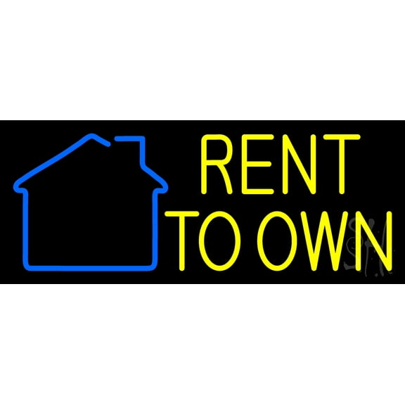 Rent To Own 2 LED Neon Sign 10 x 24 - inches, Black Square Cut Acrylic Backing, with Dimmer - Bright and Premium built indoor LED Neon Sign for office, and stroefront