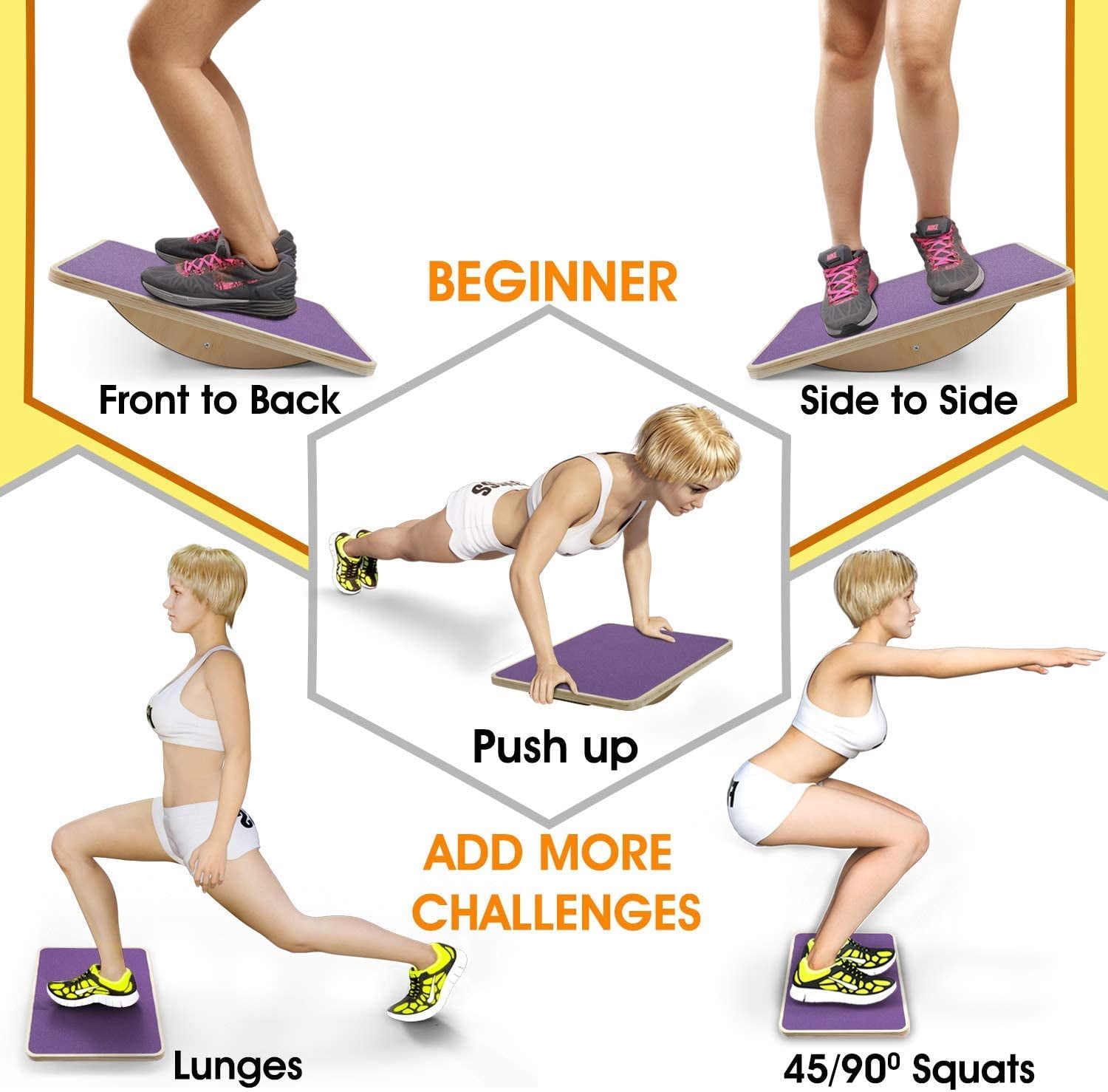 Yes4All Professional Rocker Balance Board for Physical Therapy | 17.5” Rocker Board, Rocker Wooden Balance Board for Balance & Rehabilitation Exercises (Purple)