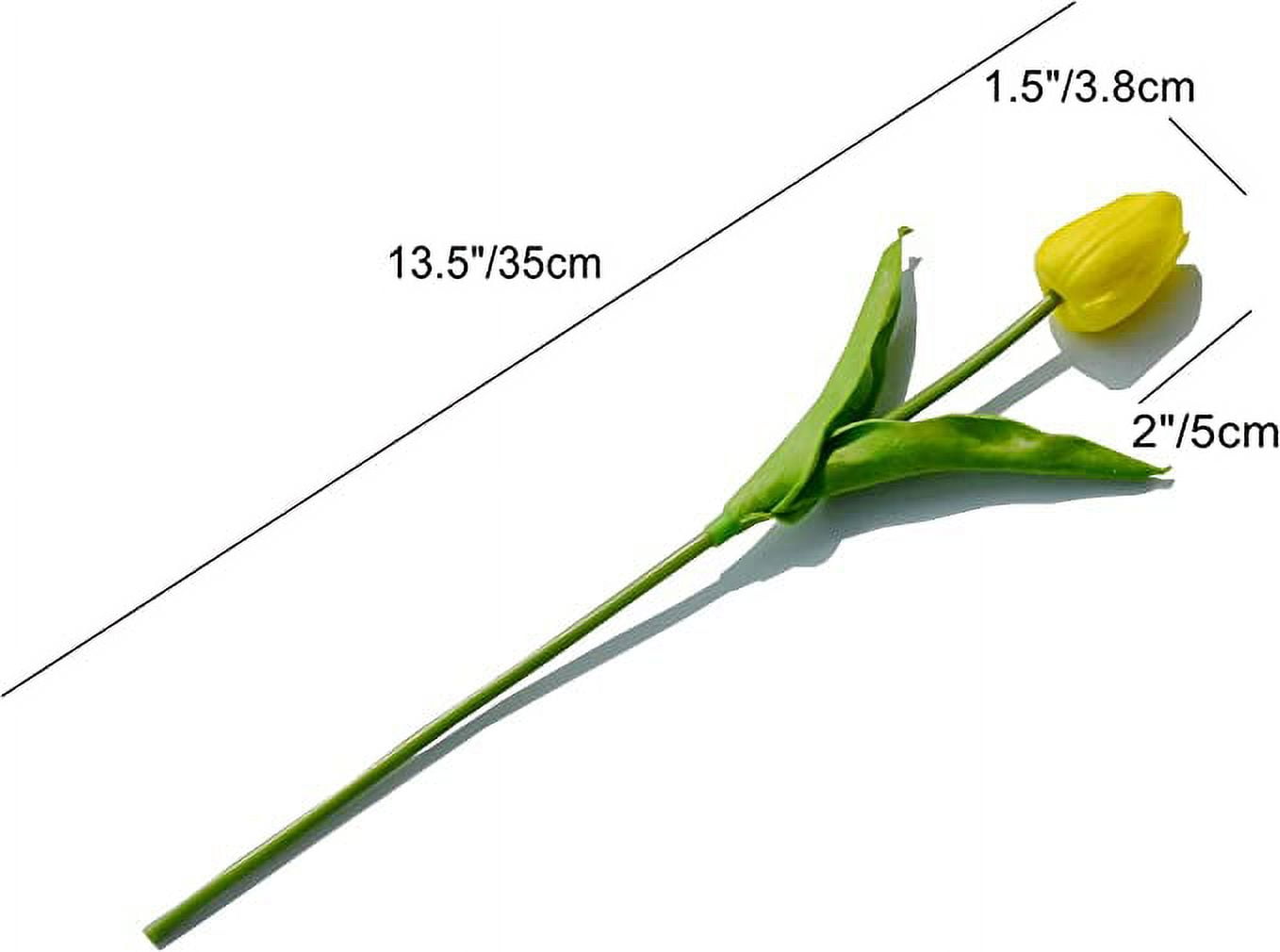 10pcs Yellow Artificial Tulip Silk Flowers 13.5" for Easter Day Home Kitchen Wedding Decorations