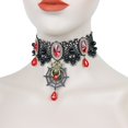 thumbnail image 3 of Choker Necklace Retro Spider Web Statement Necklace Lace Necklace for Halloween, 3 of 10