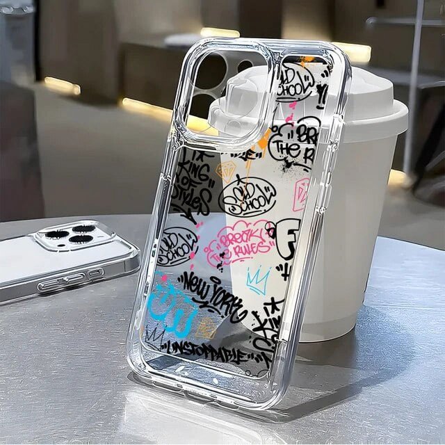Étui Espace Minimaliste Créative Adaptée pour iPhone 15 14 13 11 12 Pro Max 7 8 Plus X TP Max XR Étui Transparente