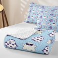 thumbnail image 4 of Feelyou Kawaii Halloween Ghost Bed Spread Queen, Boho Floral Flower Queen Coverlet Set, Blue, 3 Pieces, 1 Comforter and 2 Pillowcases, 4 of 7