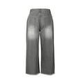 thumbnail image 5 of Women's Mid Rise Straight Leg Jeans - Washed Stretch Denim with Slant Pockets, Loose Comfort Fit（Runs Small）, 5 of 5