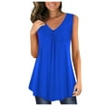 thumbnail image 1 of Cathalem Women'sTank Tops Loose Fit Summer Sleeveless Shirts Ribbed Slim Fitted Tops,Blue XL, 1 of 2