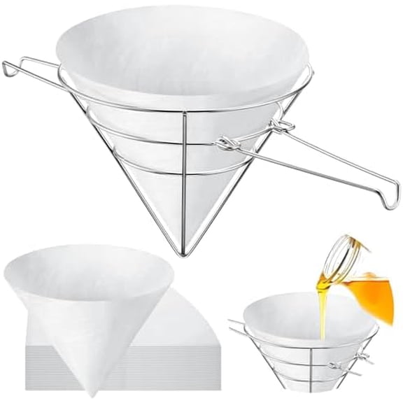 9 Inch Deep Fryer Oil Filter Stand with 80 Pack Non-woven Cooking Grease Filters Deep Fryer Oil Filter Cone Holder Stand for Cooking Filters Cones$$Home Decor, Kitchen, & Other