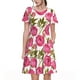 thumbnail image 1 of Fotbe Rose Flowers Vestido Largo de Moda para Mujer, Vestido Tipo Camiseta con Manga Corta y Estilo Casual a Rayas y Bloques de Color, 1 of 6
