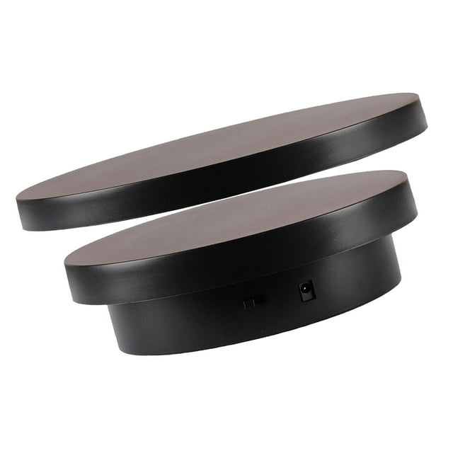 Soporte de exhibición giratorio motorizado, plato giratorio eléctrico portátil alimentado por USB, soporte expositor para reloj modelo de joyería Funda negra de 20 cm.