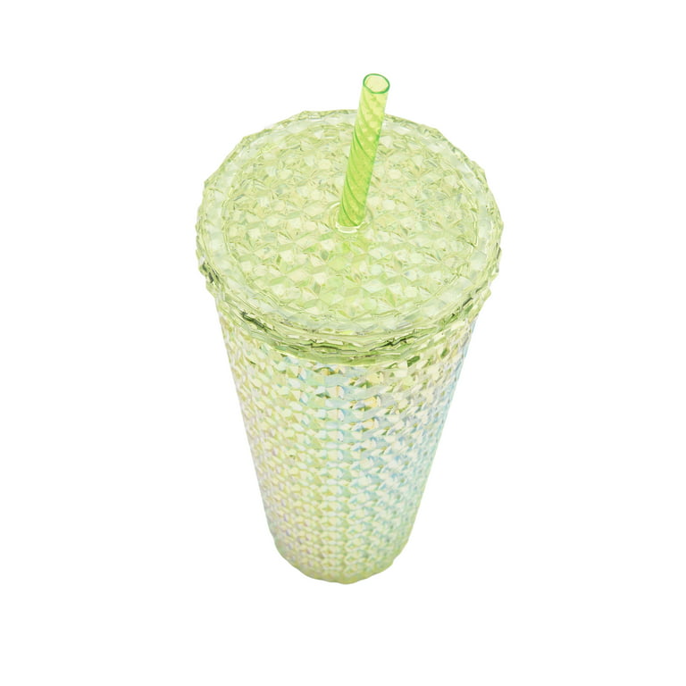 Mainstays 4pk 26oz DW AS Plastic Soft Touch Textured Tumbler with Straw,  Green 