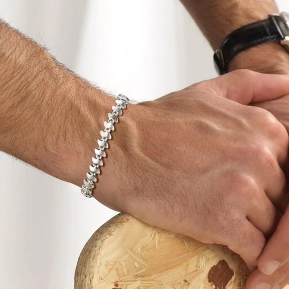 New Simple Irregular Chain Bracelets for Men Boys,Waterproof 14K White Gold Handmade Links Wristband,Male Jewelry Gift