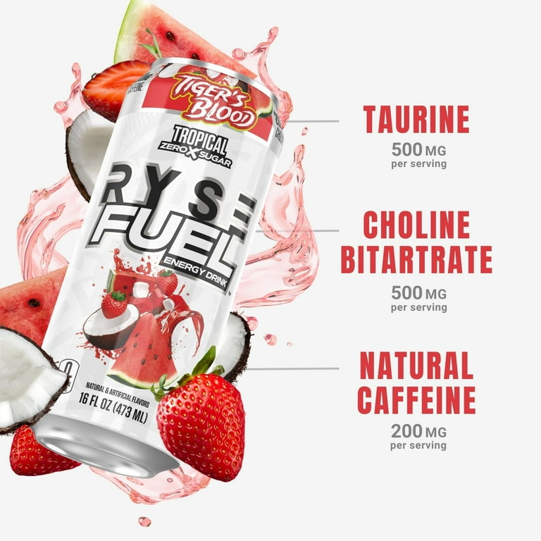 RYSE Sugar-Free Fuel Energy Drink | Vegan, Gluten-Free | 0 Calorie