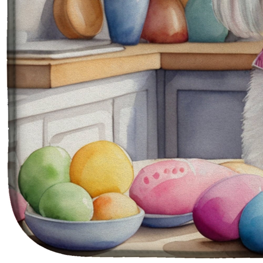 Decorating Easter Yorkshire Terrier Dish Drying Mat