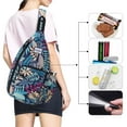 thumbnail image 2 of HAWEE Rope Sling Bag for Women and Men Casual Cross Body Backpack Adjustable Anti-slip Strap/ Bottle Pocket/ Earphone Hole for Travel Hiking Sports, Blue Maple, 2 of 7