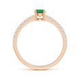 thumbnail image 2 of ANGARA Natural Classic Solitaire Emerald Promise Ring with Pave Diamonds in 14K Rose Gold for Women (Size-4.5mm) | May Birthstone, Birthday, Anniversary, Jewelry Gift for Women | Natural Emerald Ring, 2 of 8