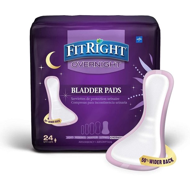 2 Pack Medline FitRight Overnight Bladder Control Pads, Maximum