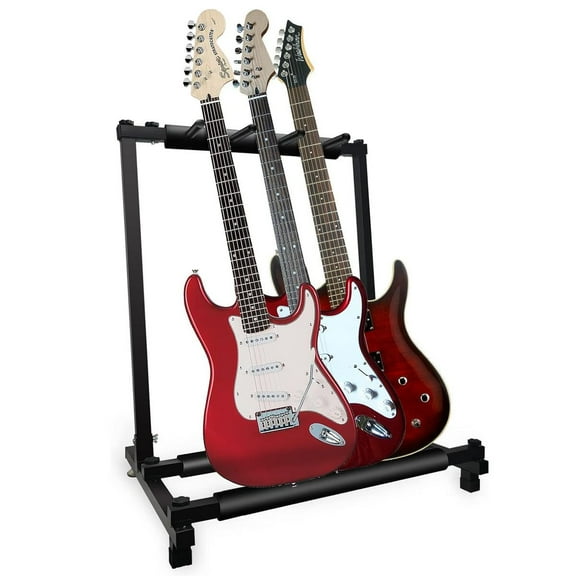 Guitar Rack 3 Slot Multi Guitar Stand Triple Display Floor Stand Safe Storage Foldable Portable for Electric Acoustic Flying V Guitars - GRack 3N1
