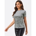 thumbnail image 3 of Disfraz de navidad Camiseta Terciopelo Sólida Casual De Manga Corta Con Cuello Redondo Para Mujer Gris L, 3 of 5
